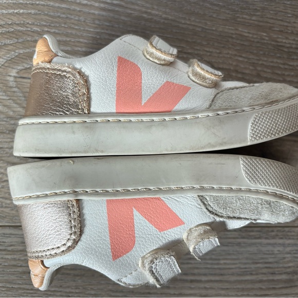 Veja Kids' White and Peach Sneakers - Picture 3 of 5